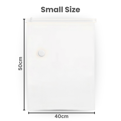A white small-size zip-top storage bag shown on a light gray background with dimension lines and text indicating 50 cm height and 40 cm width.
