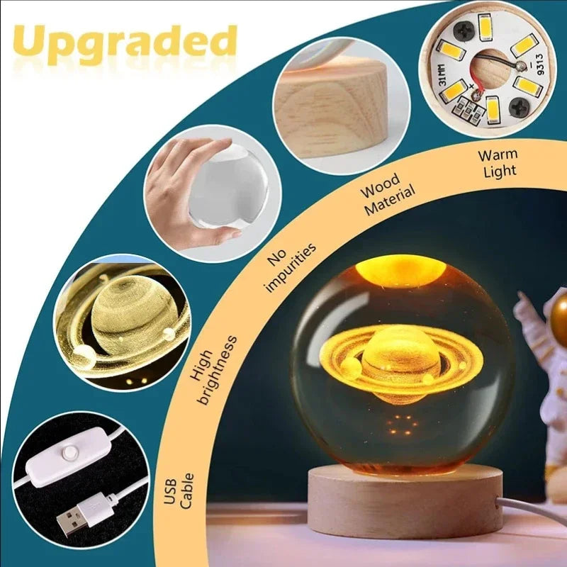 Glowing crystal moonlight lamp decor