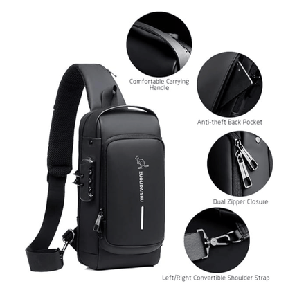 Men's Travel Black Sling Crossbody Bag