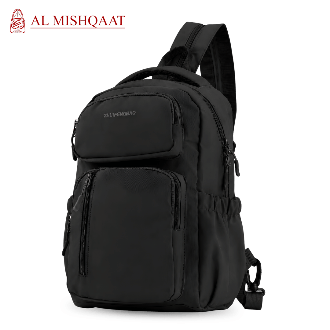 Black backpack with multiple pocket