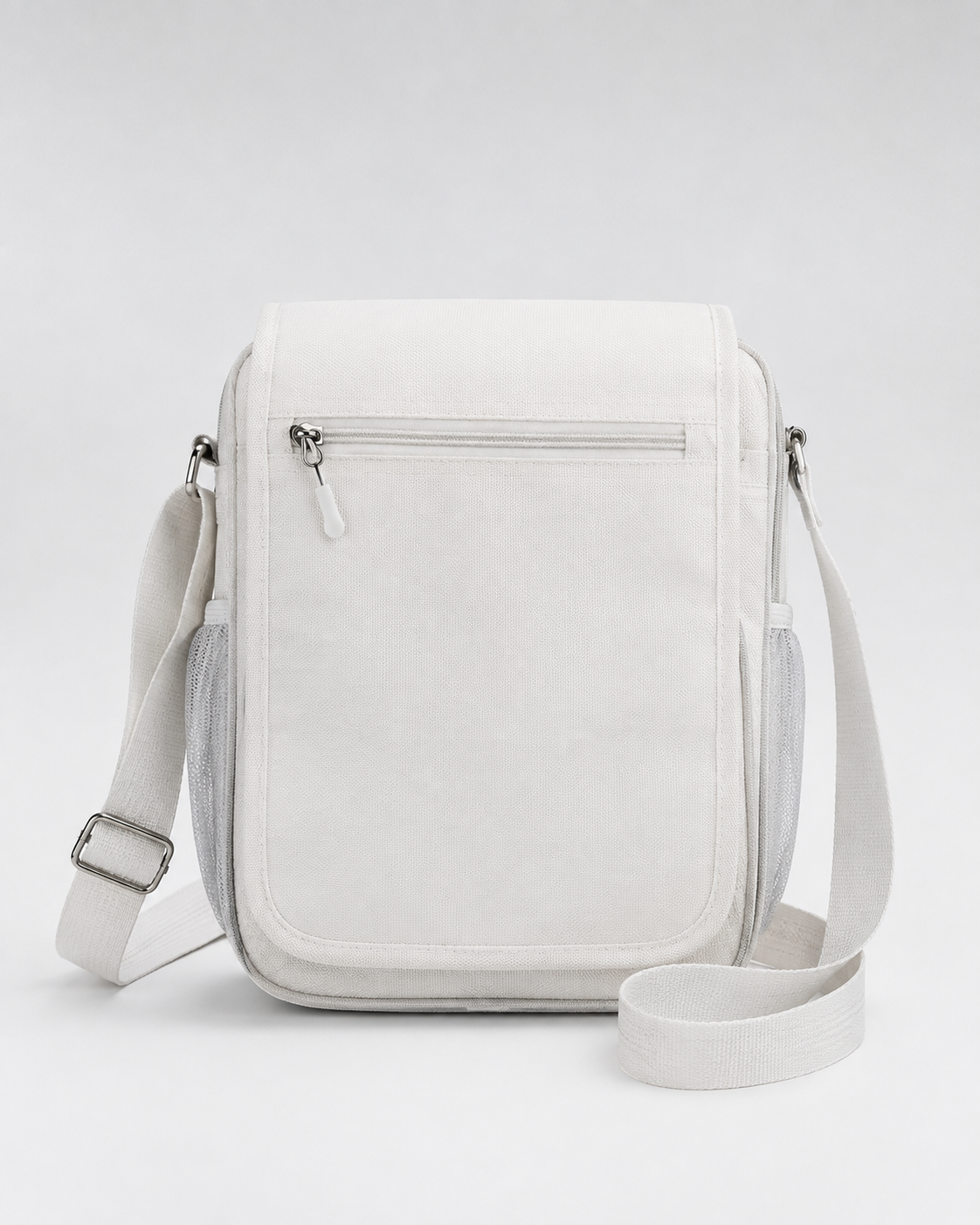 White Umrah Shoulder Bag | Spacious Multi-Zip Travel Bag for Hajj & Umrah
