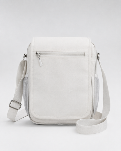 White Umrah Shoulder Bag | Spacious Multi-Zip Travel Bag for Hajj & Umrah