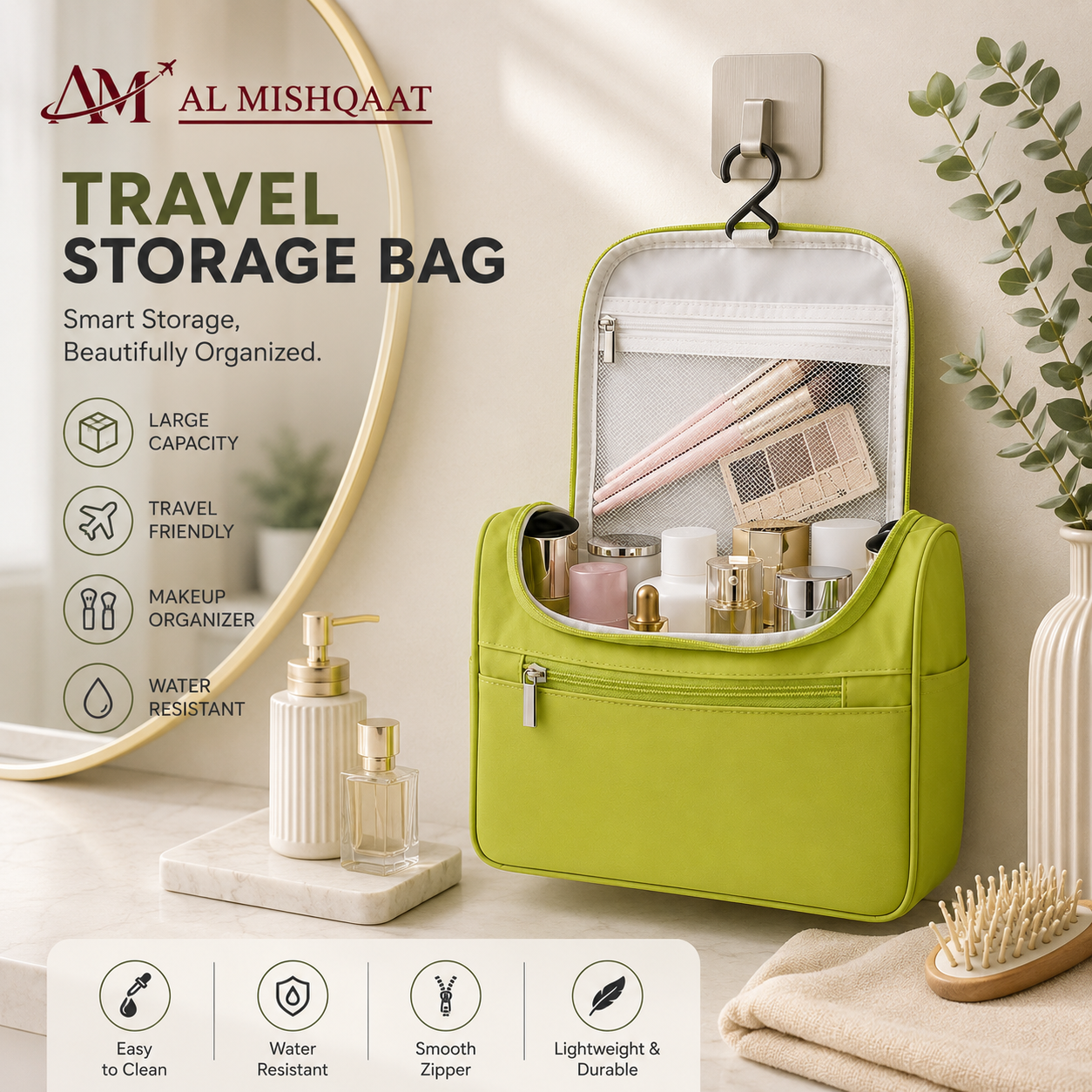 Hanging Makeup Bag Organizer & Cosmetic Toiletry Bag