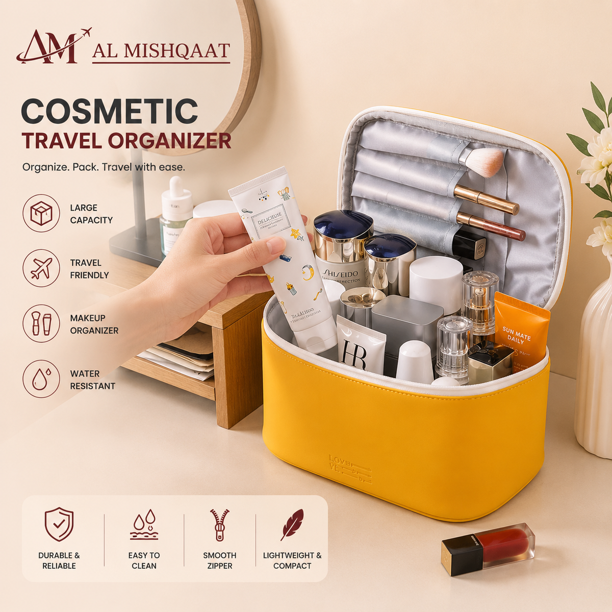 Makeup Organizer Bag & Cosmetic Travel Organizer
