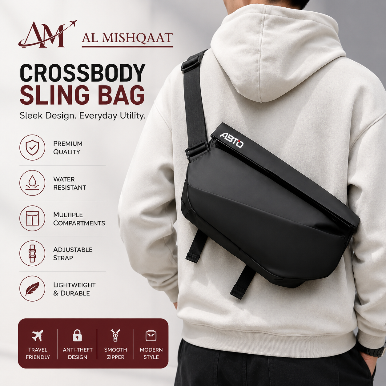 ABTO Mens Multi Pocket Crossbody Bag