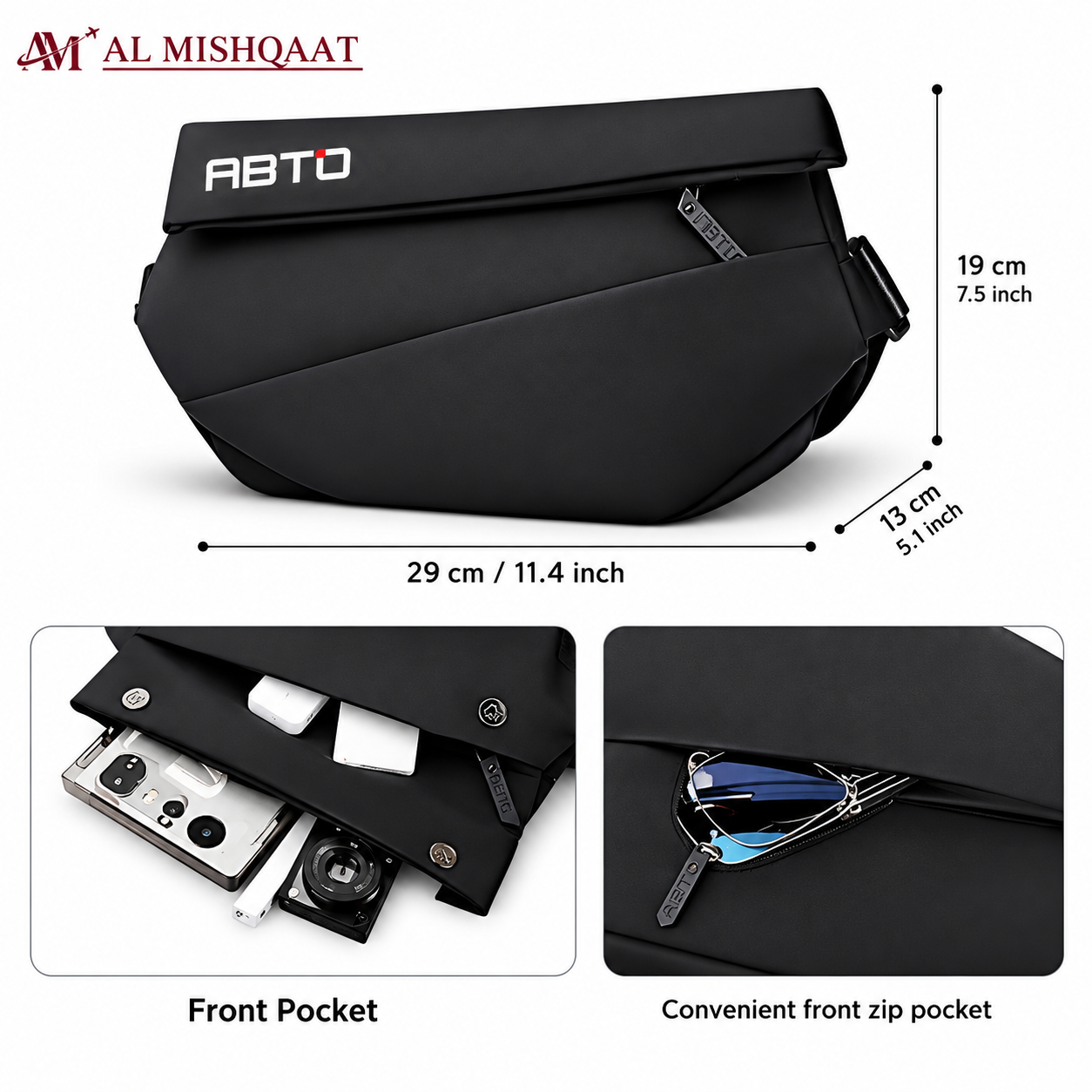 ABTO Mens Multi Pocket Crossbody Bag