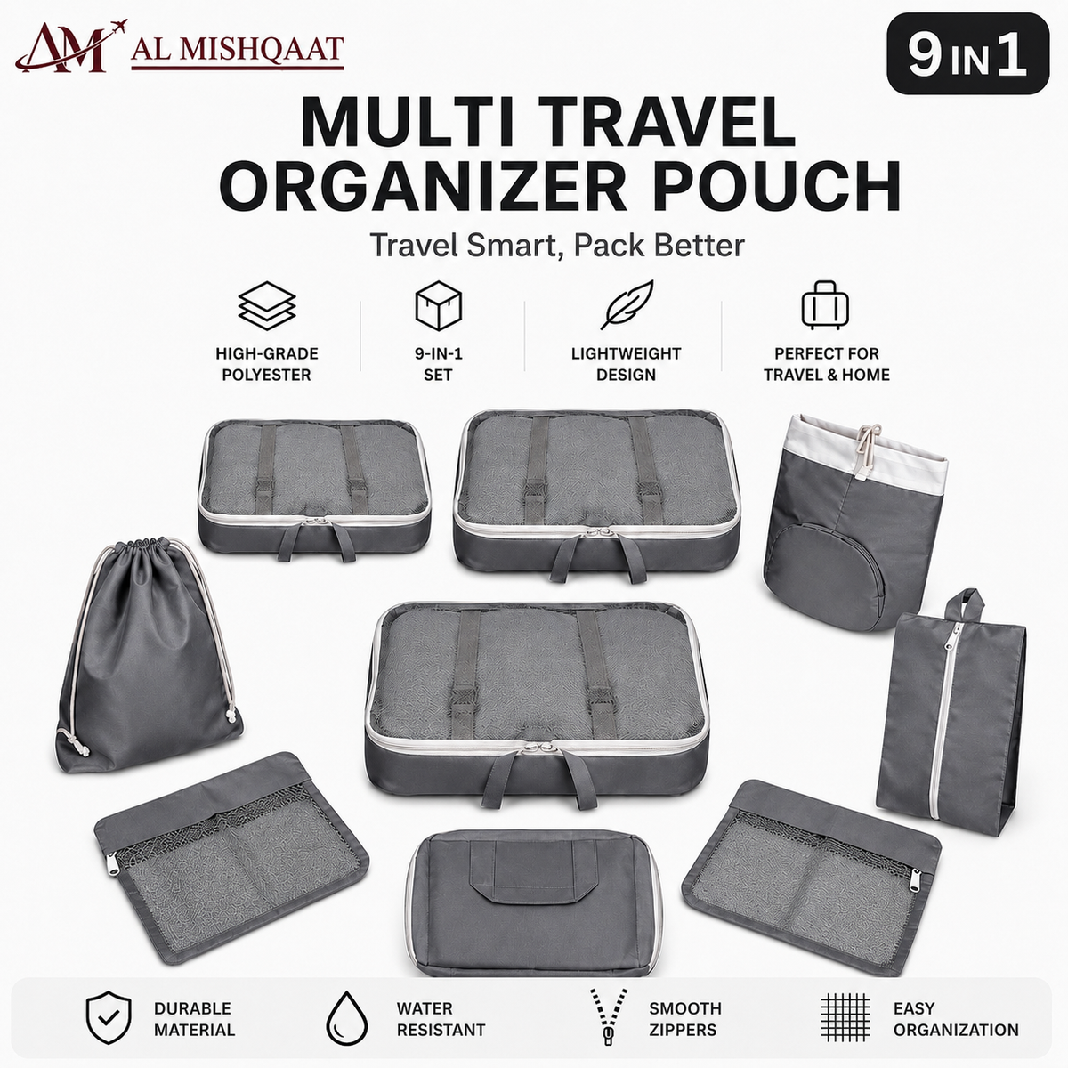 9-in-1 Multi Travel Organizer Cube Pouch Set