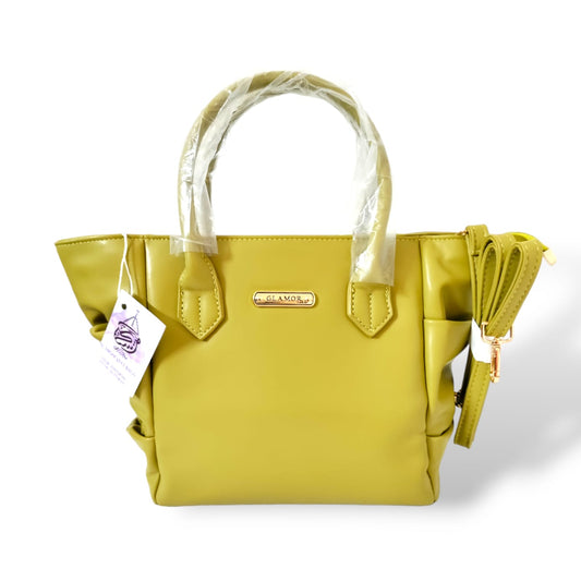 Sunny yellow luxury artificial leather hand / shoulder bag Yellow hand/shoulder bags