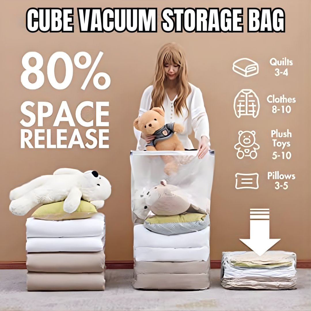 Cube Vacuum Pumpless Storage Bags