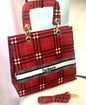 Printed box hand bag dark red hand bags
