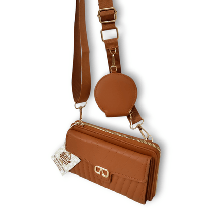 2pcs clutch / wallet purse Brown clutch bags