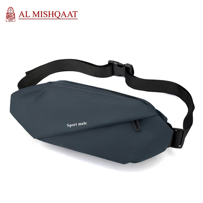 Blue waist bag with multiple compartment