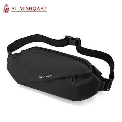Black waist bag with multiple compartment