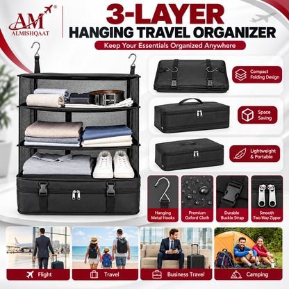 Foldable 3-Layer Multi-Functional Hanging Travel Organizer Bag