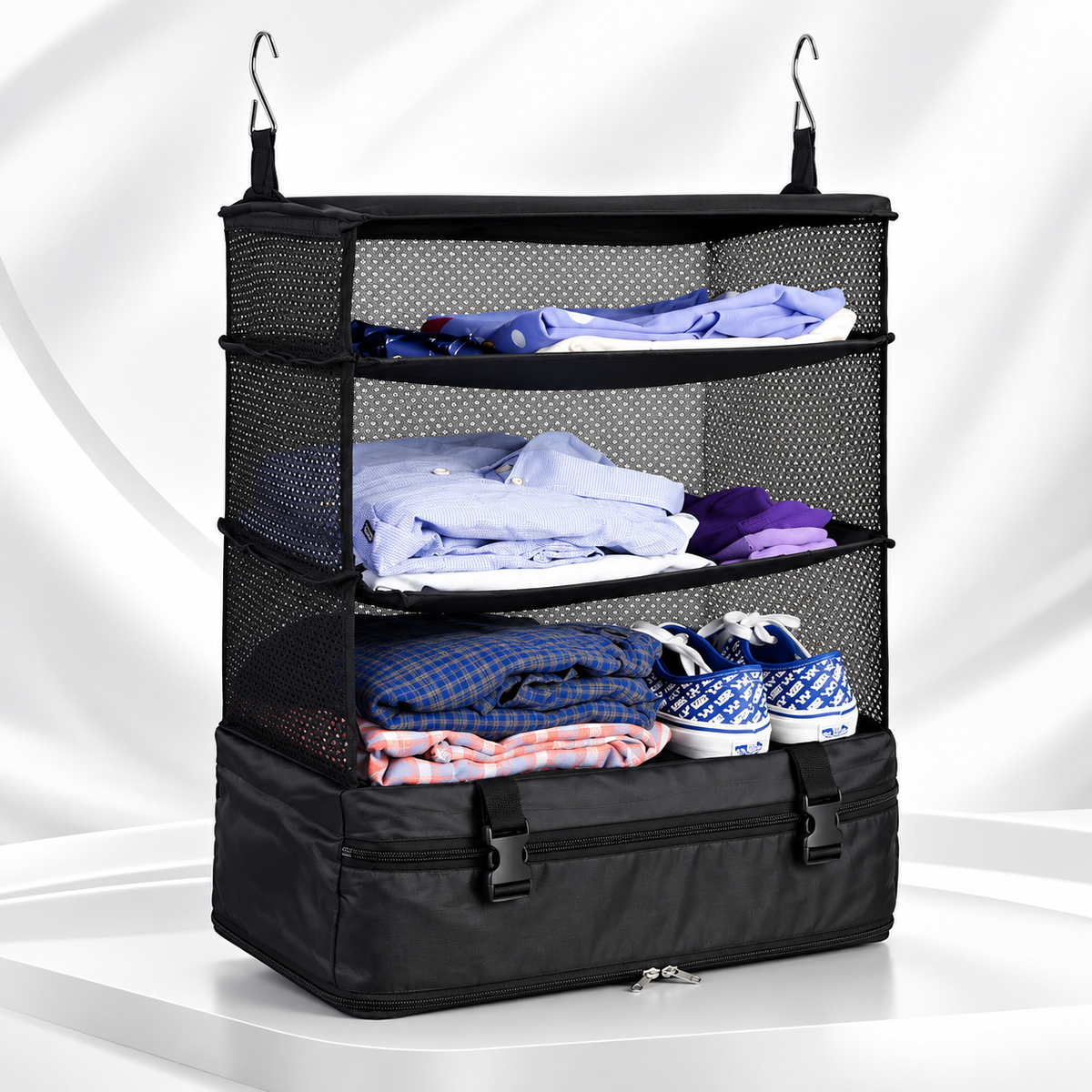 Foldable 3-Layer Multi-Functional Hanging Travel Organizer Bag