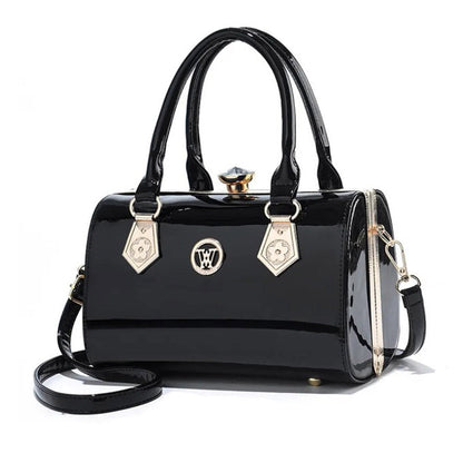 Luxury patent leather diamond satchel hand bag Black hand / shoulder / satchel bag