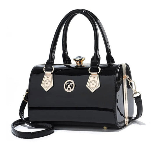 Luxury patent leather diamond satchel hand bag Black hand / shoulder / satchel bag