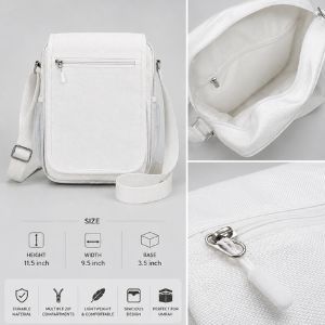 White Umrah Shoulder Bag | Spacious Multi-Zip Travel Bag for Hajj & Umrah