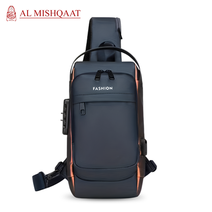 blue sling bag with Anti Theft lock, Mens Crossbody Bags