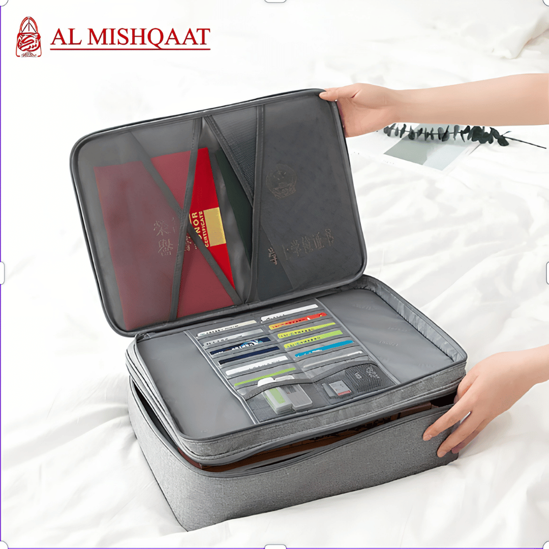 Grey Travel Document Organizer Storage Bag