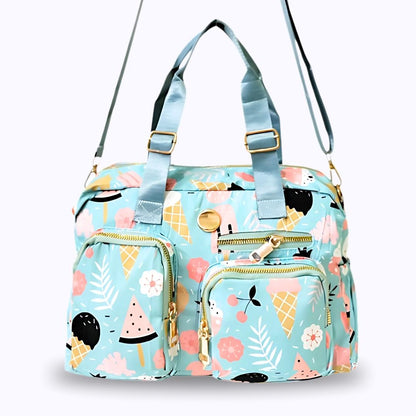 blue icecream printed crossbody bag nylon parachute