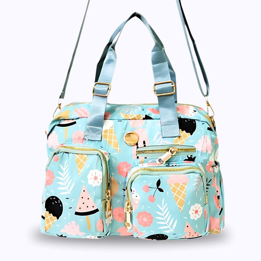 blue icecream printed crossbody bag nylon parachute