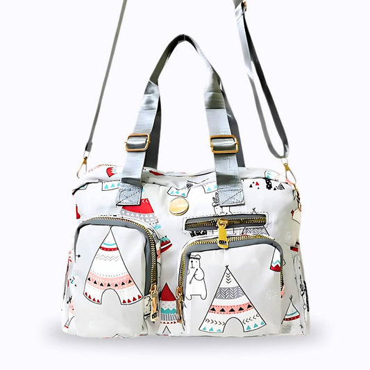 Grey Winter Printed Crossbody bag nylon polyster