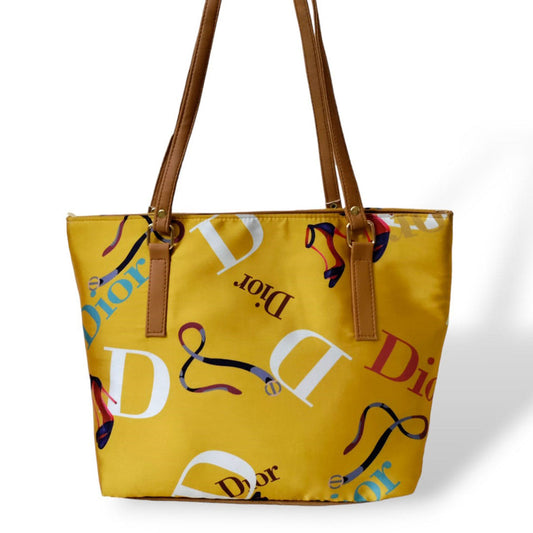 Stylish deluxe printed tote bag Yellow tote bags