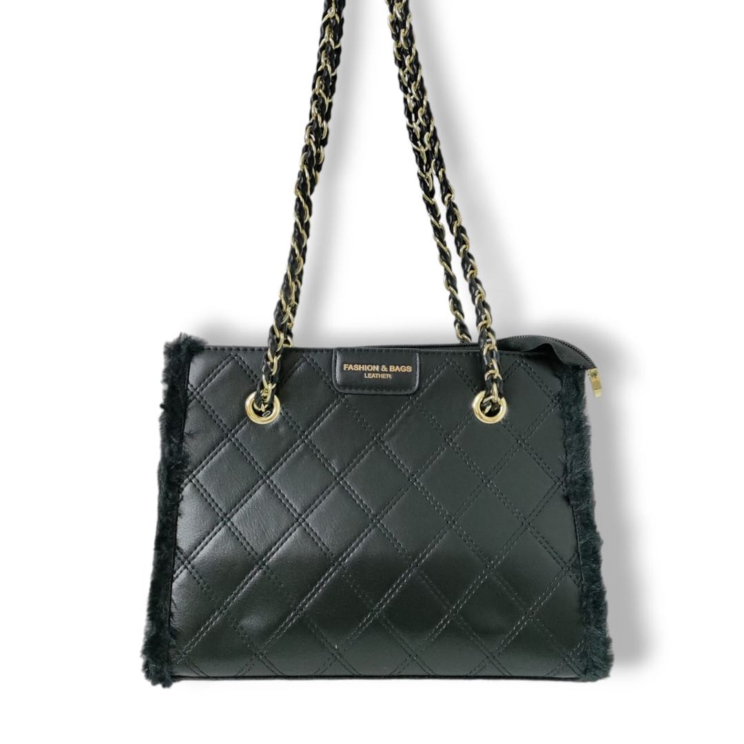 High-End Artificial leather spacious hand bag Black hand/shoulder bags