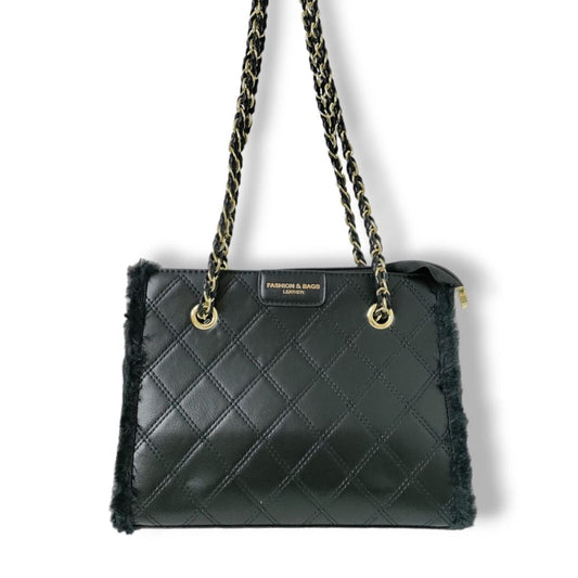 High-End Artificial leather spacious hand bag Black hand/shoulder bags