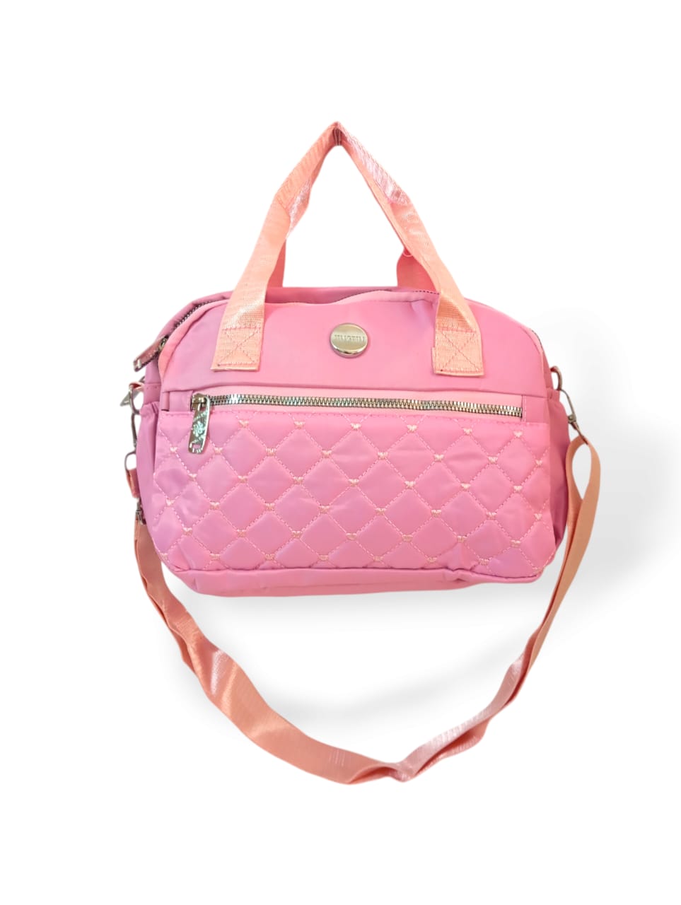 Quilted solid color hand/shoulder bag pink hand/shoulder bags