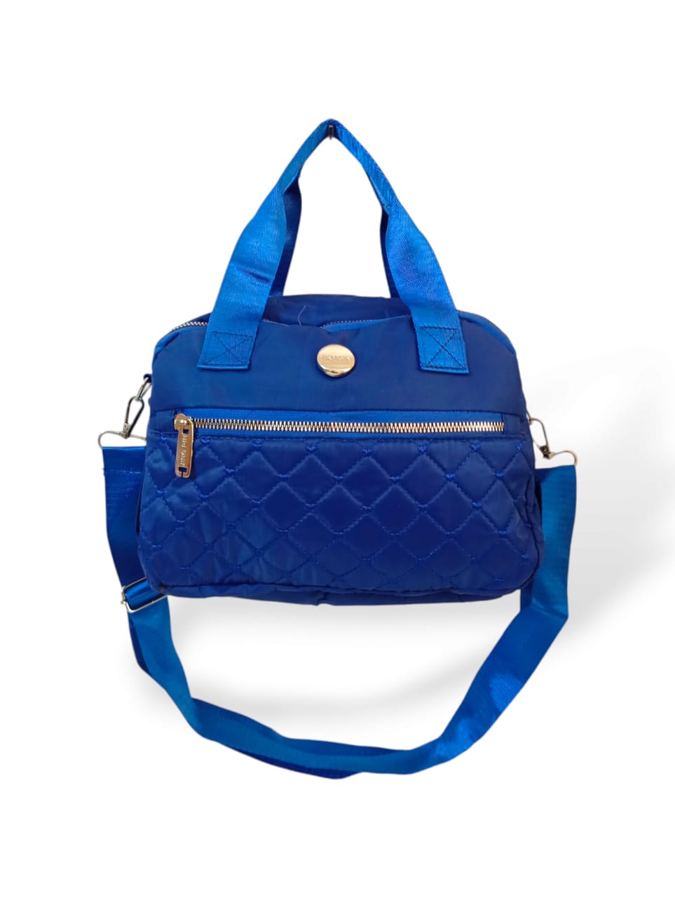Quilted solid color hand/shoulder bag Blue hand/shoulder bags
