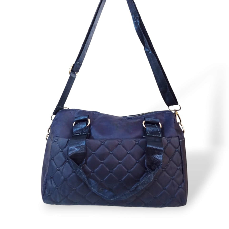 Quilted solid color shoulder/crossbody bag dark blue hand/shoulder bags