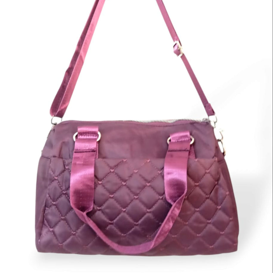 Quilted solid color shoulder/crossbody bag dark purple hand/shoulder bags