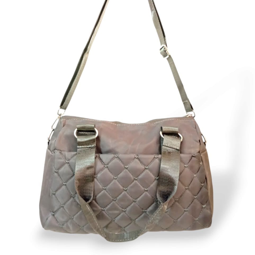 Quilted solid color shoulder/crossbody bag dark grey hand/shoulder bags