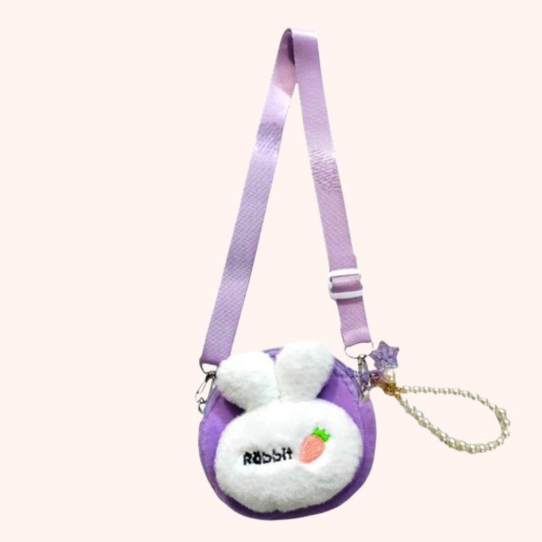 Cute rabbit hand / shoulder purse light purple kids purse