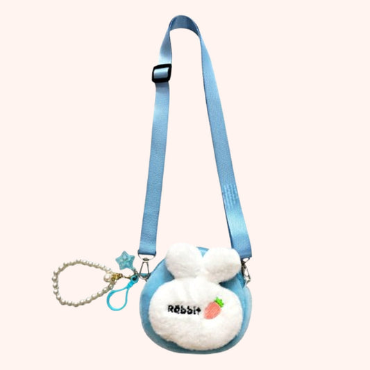 Cute rabbit hand / shoulder purse light blue kids purse
