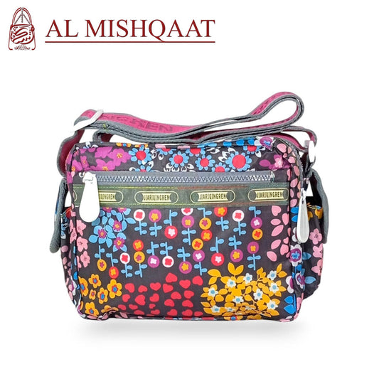Elegant floral triple zipper bag shoulder bag / crossbody bag