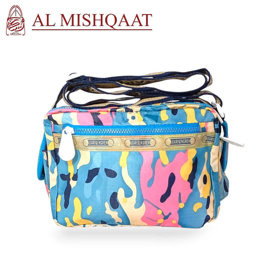 Blue splash triple zipper bag shoulder bag / crossbody bag