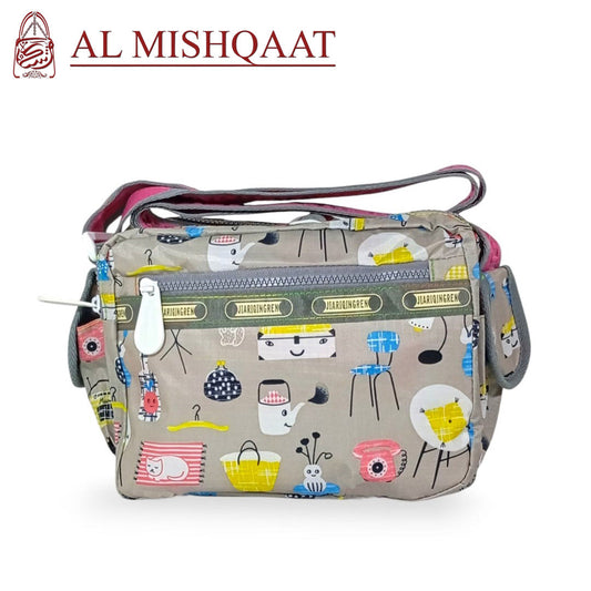 Grey triple zipper bag shoulder bag / crossbody bag
