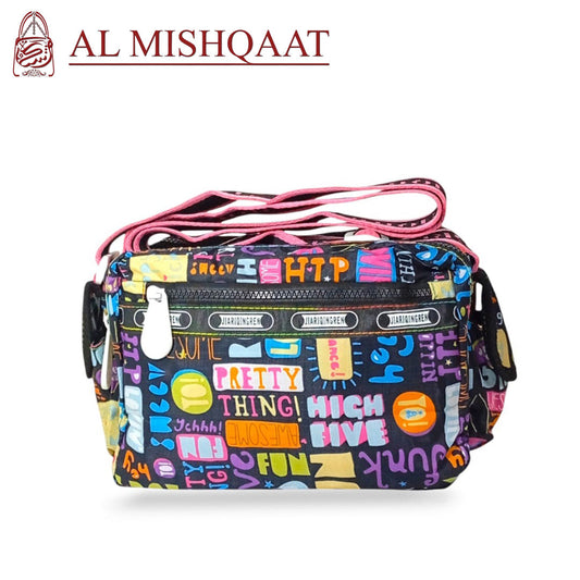 Graffiti triple zipper bag Multicolor shoulder bag / crossbody bag