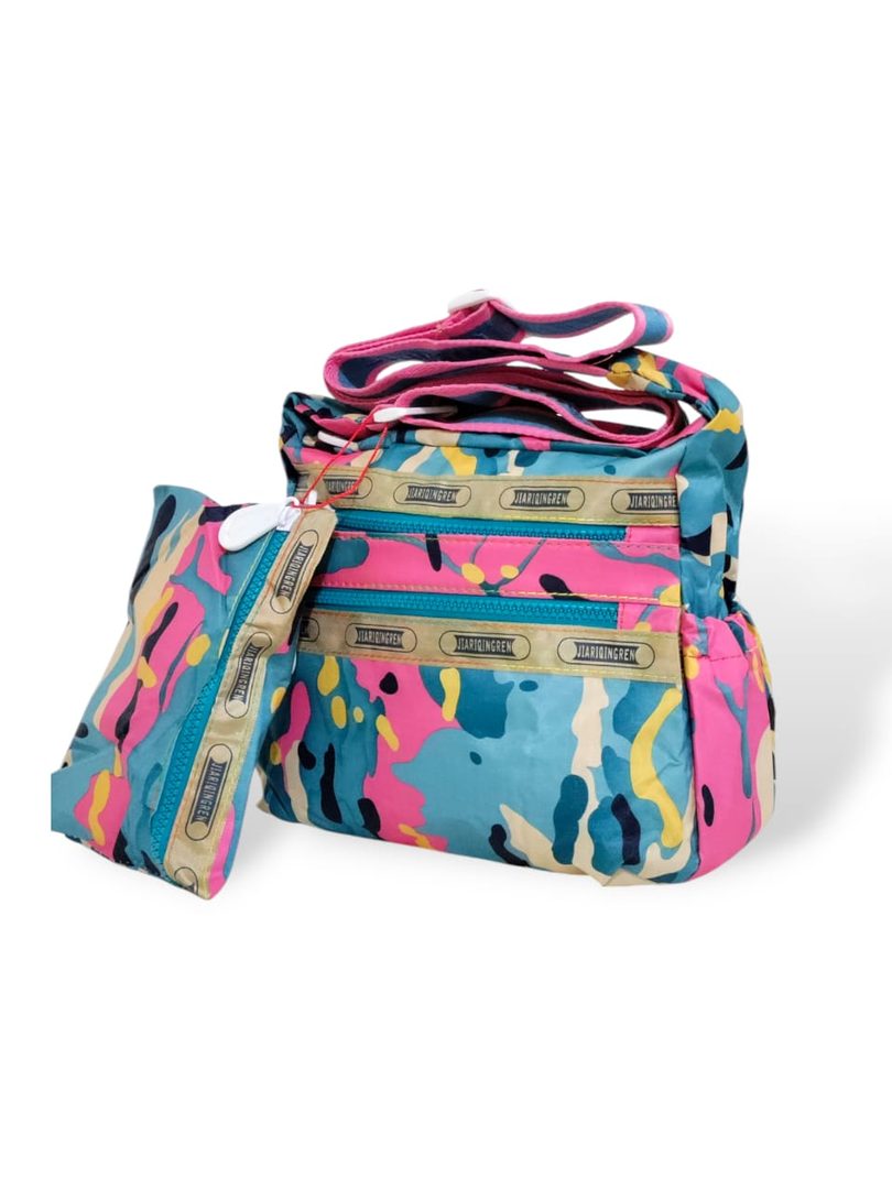 Blue & Pink White Zipper Crossbody Bag blue & Pink hand/ shoulder/ crossbody bags