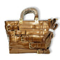 Artificial metallic belts hand / shoulder bag Bronze hand/shoulder bags