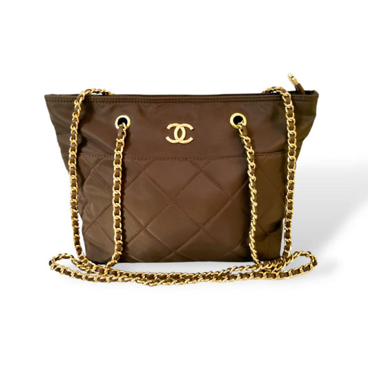 Elegant High-End Long Gold Chain Shoulder Bags Brown hand/ shoulder bags
