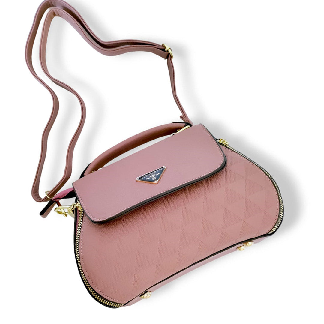 Imported artificial leather satchel bag pink satchel bag