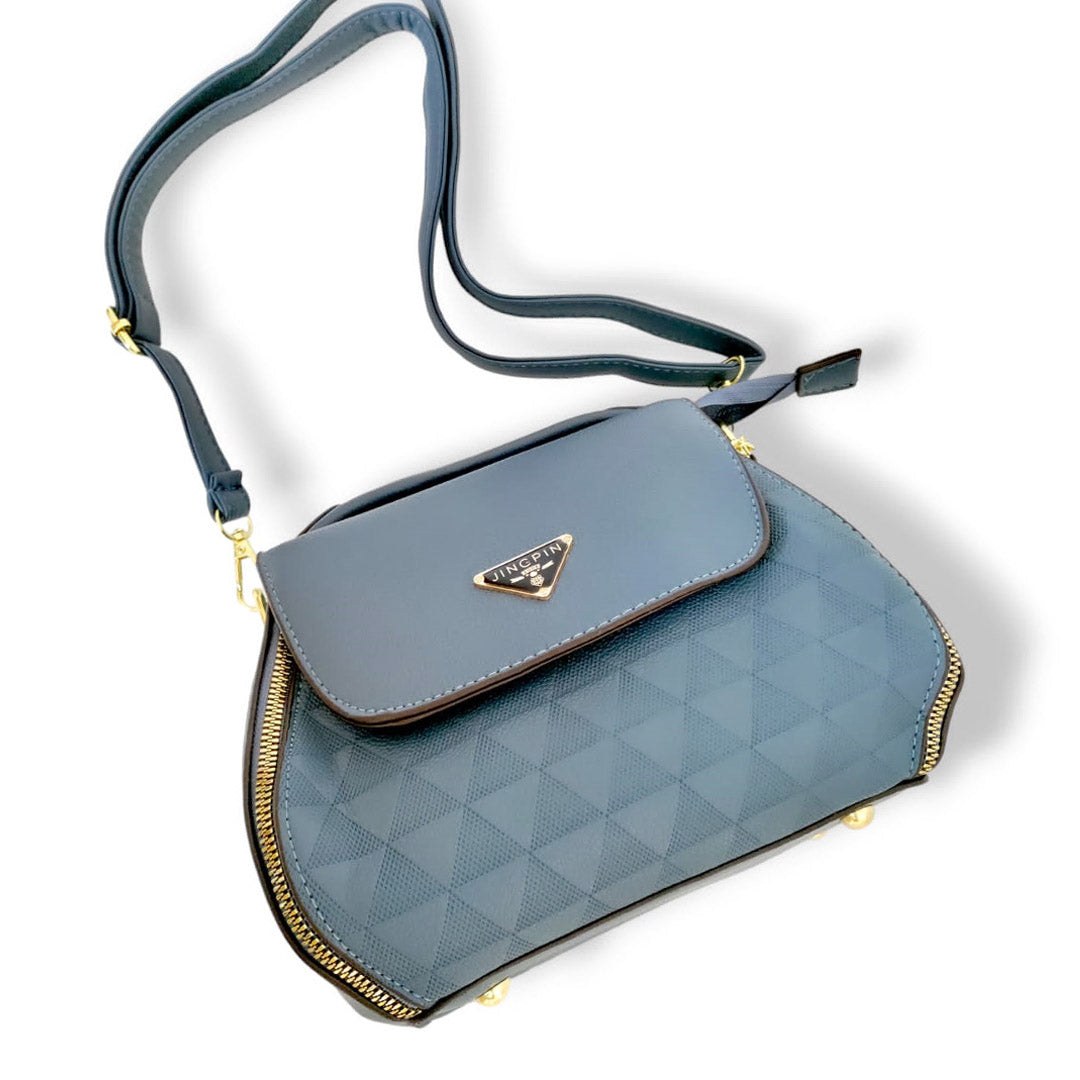 Imported artificial leather satchel bag Blue satchel bag