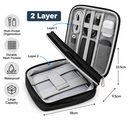 2 Layer Travel Gadgets And Cables Organizer
