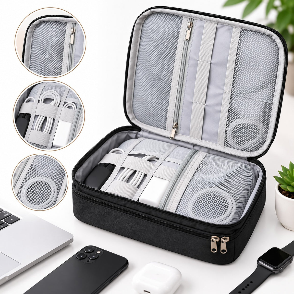 2 Layer Travel Gadgets And Cables Organizer