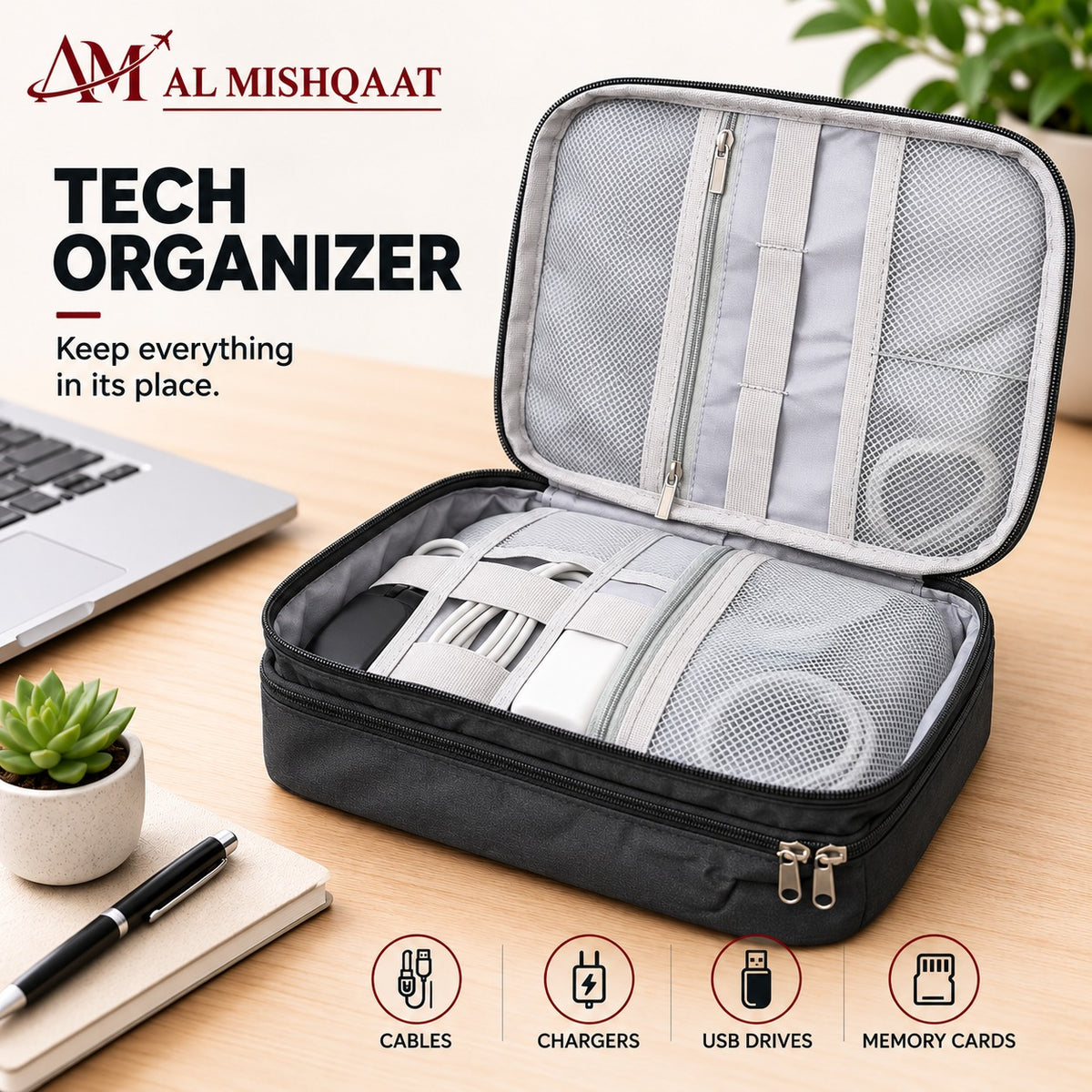 2 Layer Travel Gadgets And Cables Organizer