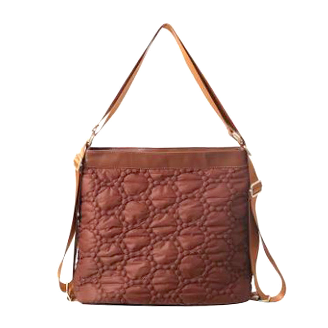 Quilted 3ways tote/backpack for women Brown tote bag/handbag/shoulderbag/backpack